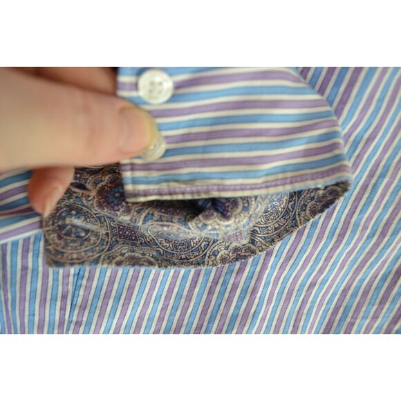 Cinch Women's Large Purple Striped Long Sleeve Button Down Western Shirt - Picture 10 of 15